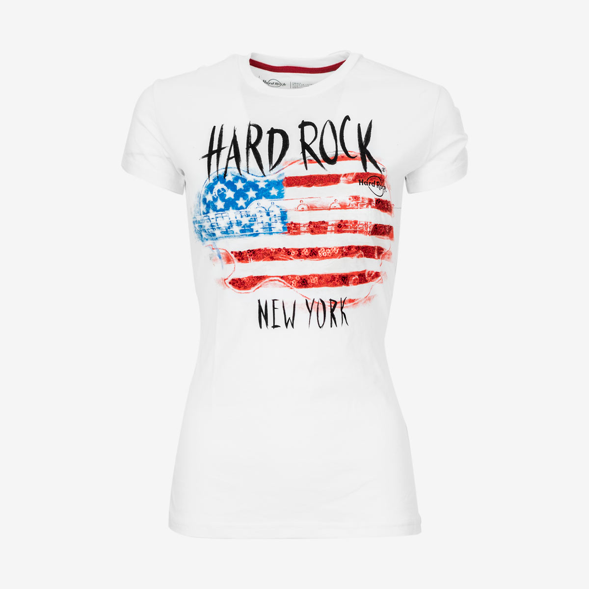 Women's Sequin Guitar Flag Tee image number 1